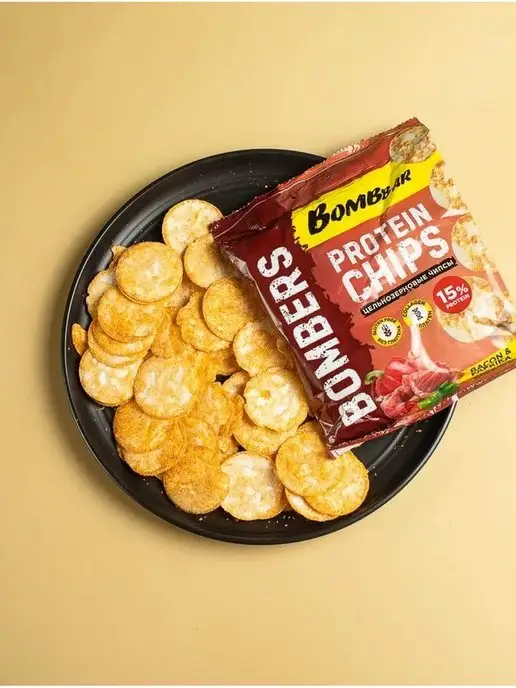 BombBar Протеиновые чипсы цельнозерновые Бeкон Пaприка, 6шт х 50г, 6 шт, 50 г, фото 6