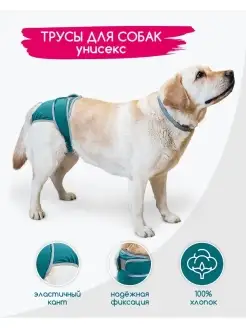 Трусы гигиенические для течки у собак на подтяжках Голубые L (Bulldogshop, Ukraine)