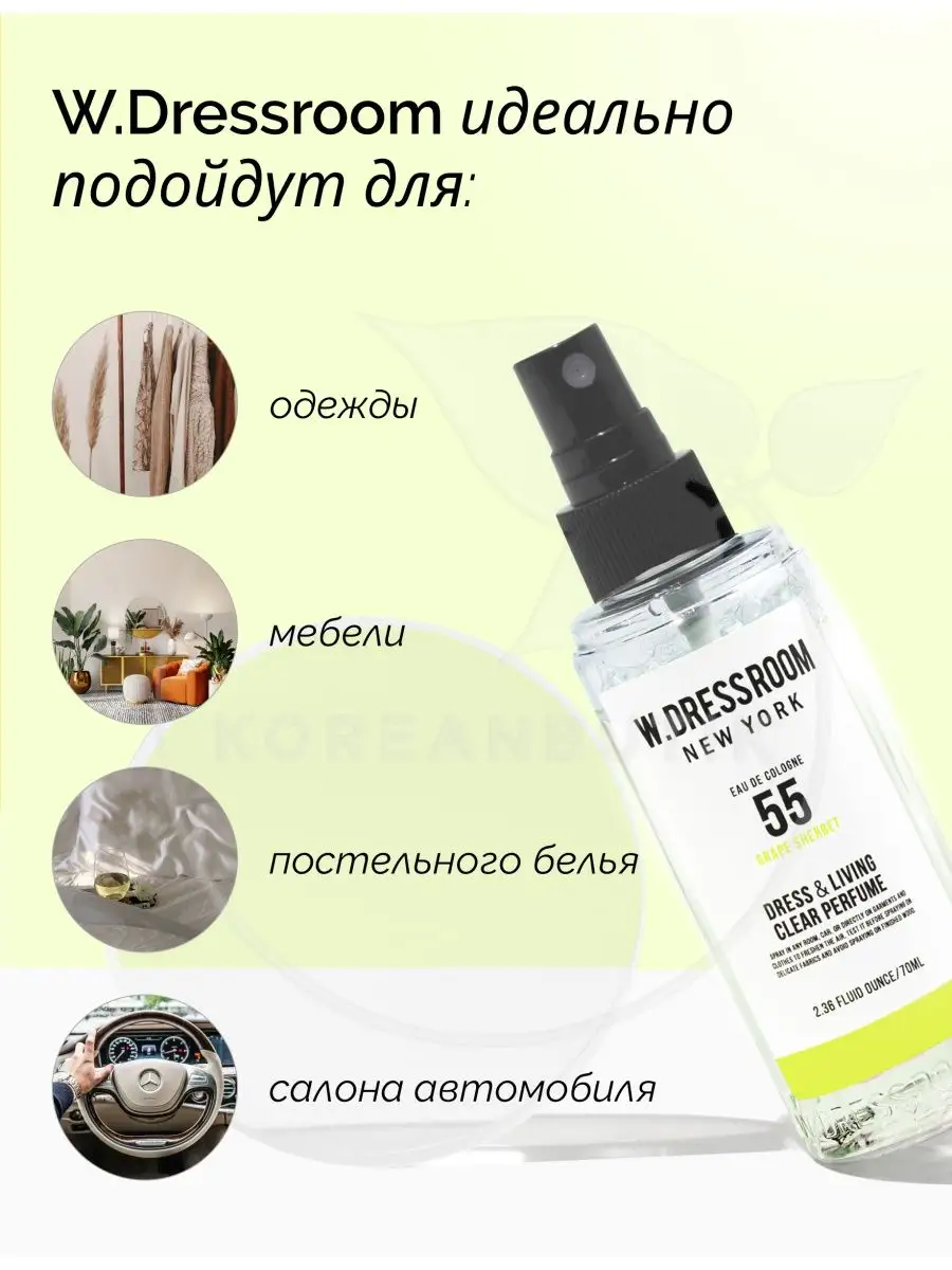 Парфюмерные спреи для дома Корея 70 ml W.Dressroom 57949718 купить за 510 ₽  в интернет-магазине Wildberries