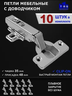 Петля мебельная с доводчиком 10 штук накладная TRS GROUP 57983289 купить за 528 ₽ в интернет-магазине Wildberries