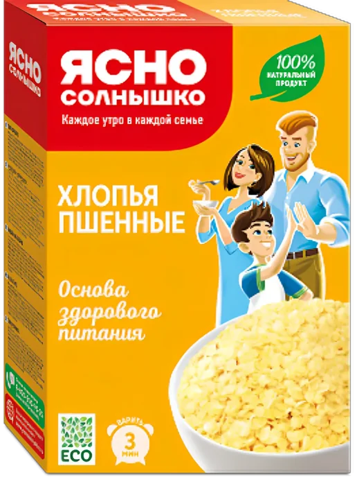 Ясно солнышко Хлопья пшенные 375 гр. 4 шт, 375 г, 4 шт, фото 2