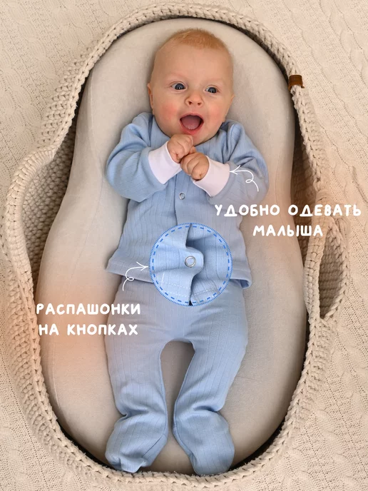LMB Wear Распашонки для новорождённых на кнопках кофточки для малышей, голубой, фото 5