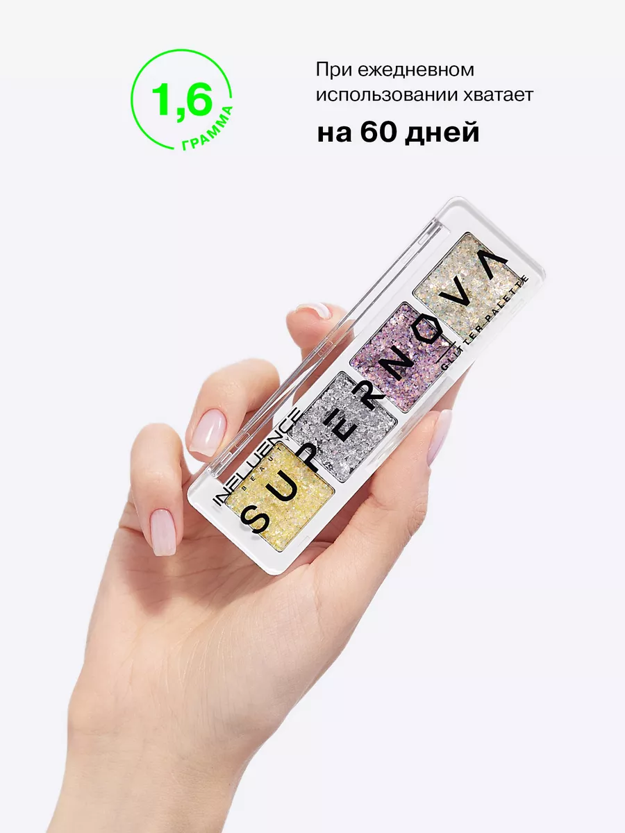 Палетка теней для век глиттер блестки для лица тела и волос Influence  Beauty 58107207 купить за 577 ₽ в интернет-магазине Wildberries