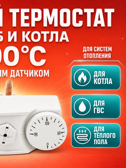ZEISSLER Погружной термостат для труб и котла отопления, вариант, фото 3
