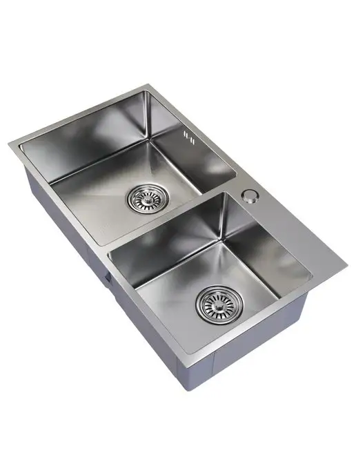 MIXLINE Мойка для кухни нержавейка 60х80 двухчашевая, 72x40, фото 3