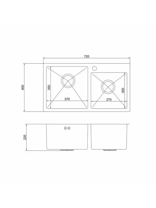 MIXLINE Мойка для кухни нержавейка 60х80 двухчашевая, 72x40, фото 4