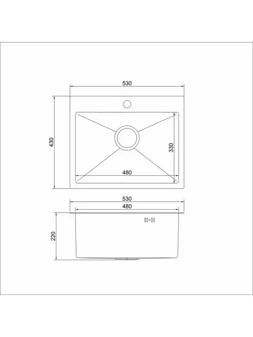 MIXLINE Мойка для кухни нержавейка врезная 42х76, 53x43, фото 4