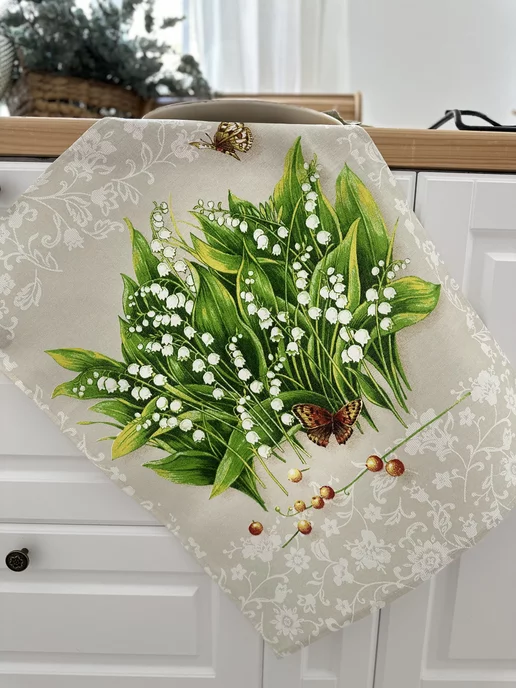 Домелия Набор кухонных полотенец из рогожки, зеленый, фото 4