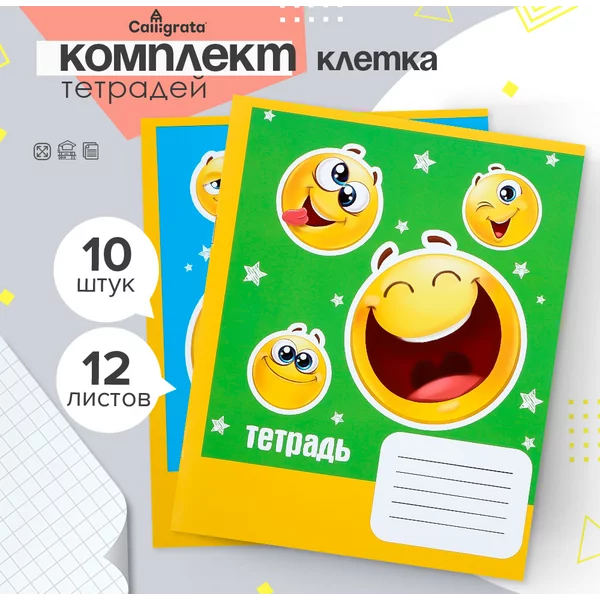 Тетради школьные, 10 штук, 12 листов в клетку
