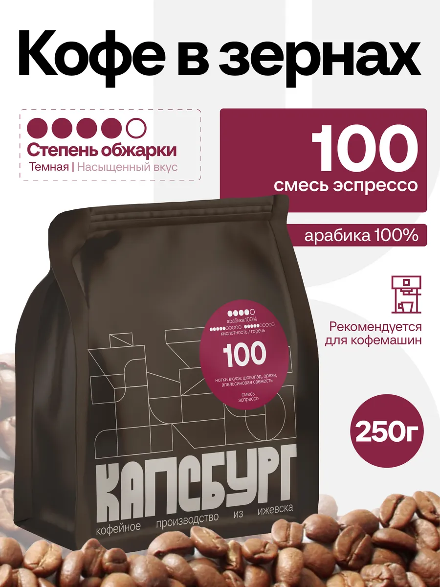 Кофе в зернах 250г 100% арабика