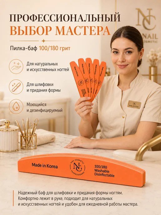 nail cosmetic Баф лодка для ногтей 100-180 грит 5 шт, 5 шт, фото 2
