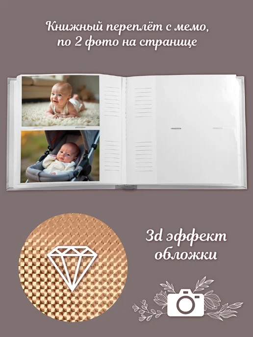 VELD-CO Фотоальбом семейный 200 фото 10х15 см 3D эффект, 10x15 см, фото 3