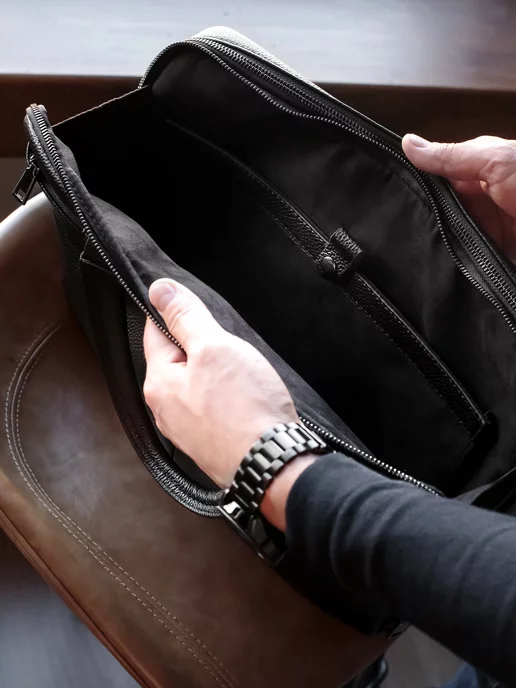 Mbags Портфель кожаный деловой для документов и ноутбука с ручками, вариант, фото 5