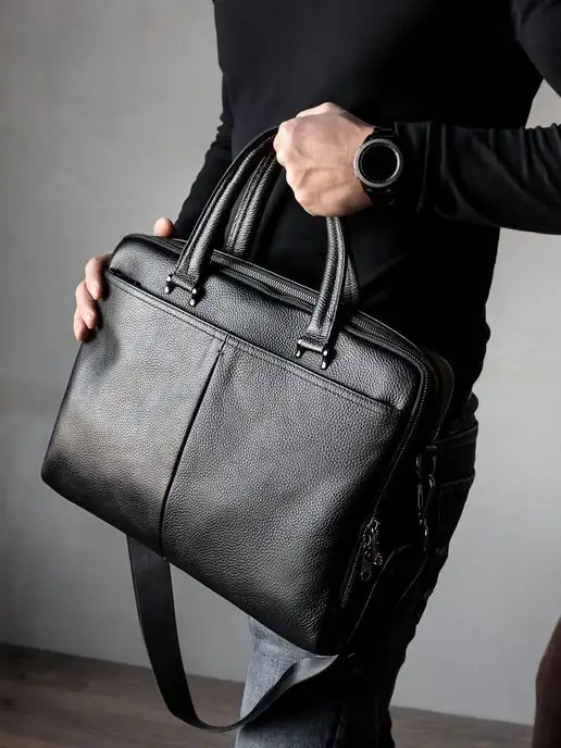 Mbags Портфель кожаный деловой для документов и ноутбука с ручками, вариант, фото 6
