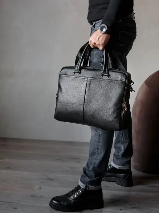 Mbags Портфель кожаный деловой для документов и ноутбука с ручками, вариант, фото 7