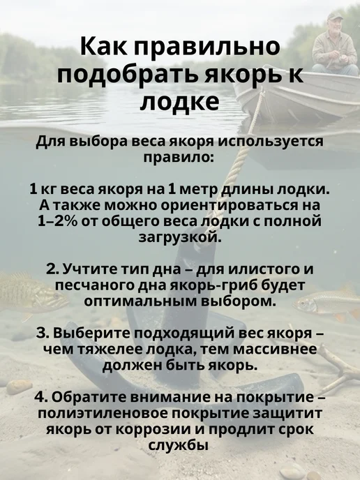 без бренда Контатек Якорь-гриб речной 3,6 кг для лодки ПВХ, 3,6 кг, фото 4