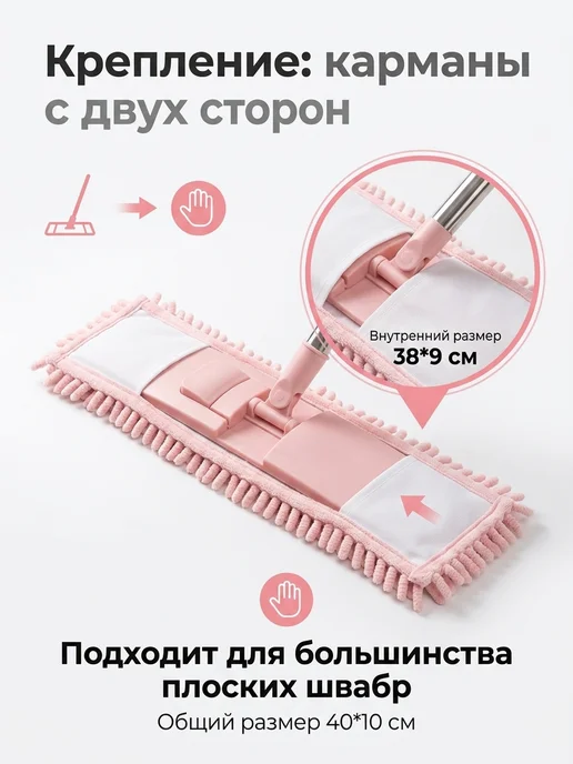 PandaHome Насадка для швабры 40*10 см стандартная, 40x10 см, фото 2
