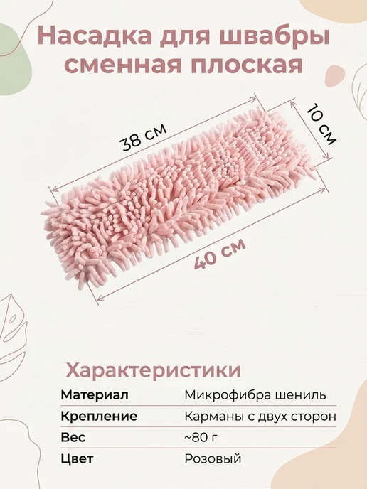 PandaHome Насадка для швабры 40*10 см стандартная, 40x10 см, фото 3
