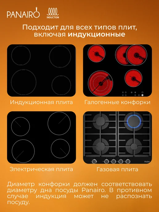 Panairo Сковорода WOK вок для индукционной плиты антипригарная 28 см, черный, фото 3