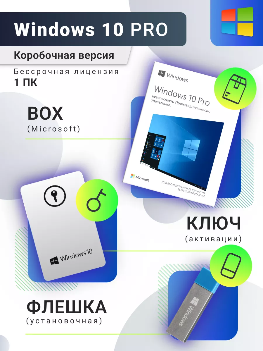 Windows 10 pro 32-64-bit BOX Microsoft 59494669 купить за 2 523 ₽ в  интернет-магазине Wildberries