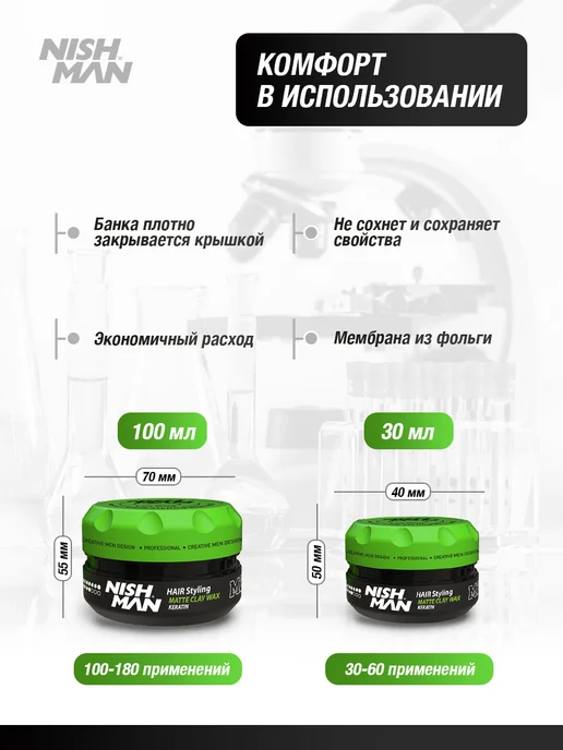 Nishman Глина для волос М2 Matte Clay Hair Styling Keratin 100 мл, 100 мл, фото 4