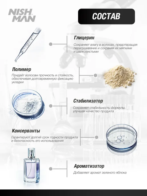 Nishman Глина для волос М2 Matte Clay Hair Styling Keratin 100 мл, 100 мл, фото 5