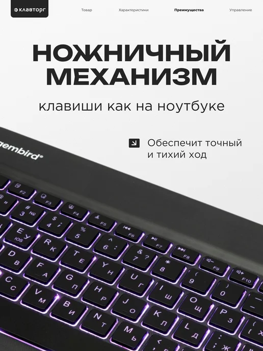 GEMBIRD Клавиатура беспроводная Bluetooth с подсветкой, вариант, фото 5