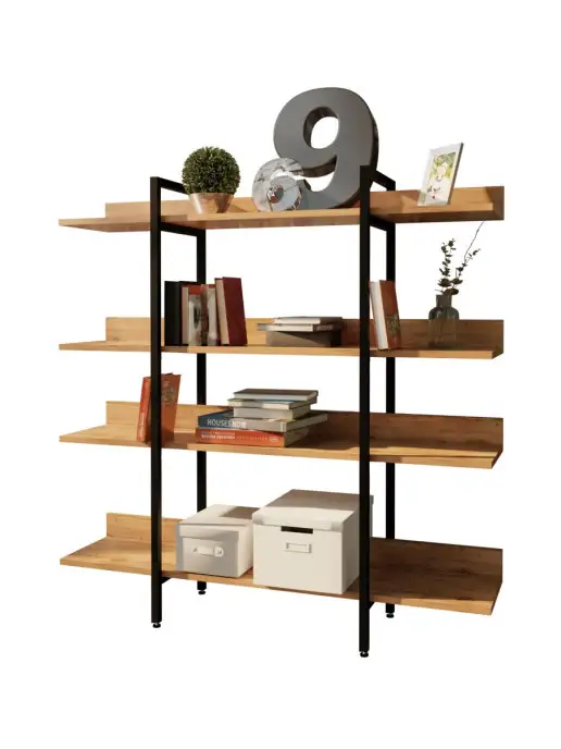 WOODSTEEL Стеллаж этажерка Лофт 116х116х30 см.метллический каркас, 116x116x30 см, фото 4