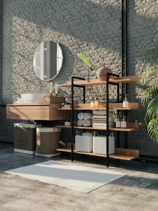 WOODSTEEL Стеллаж этажерка Лофт 116х116х30 см.метллический каркас, 116x116x30 см, фото 5