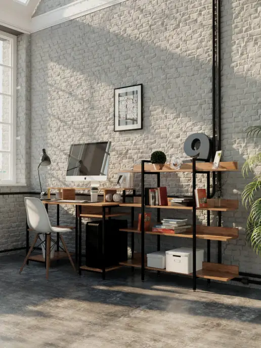 WOODSTEEL Стеллаж этажерка Лофт 116х116х30 см.метллический каркас, 116x116x30 см, фото 6