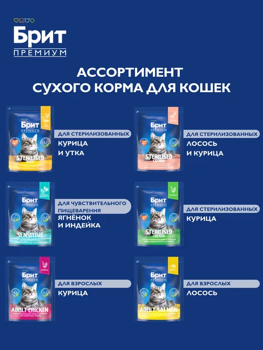 Сухой корм БРИТ ПРЕМИУМ Котят для собак, курица, лосось, 0,4 кг, фото 8