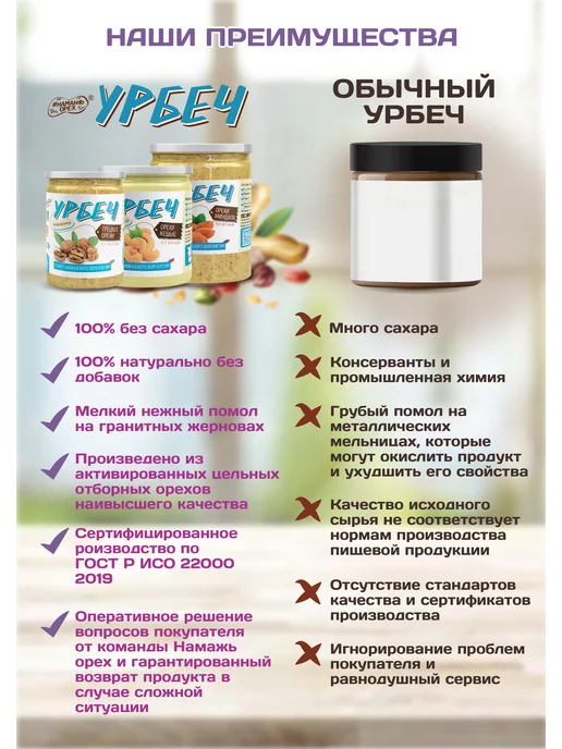 Намажь Орех Набор ореховых урбечей без сахара 6 шт по 70 г, 6 шт, 70 г, фото 8