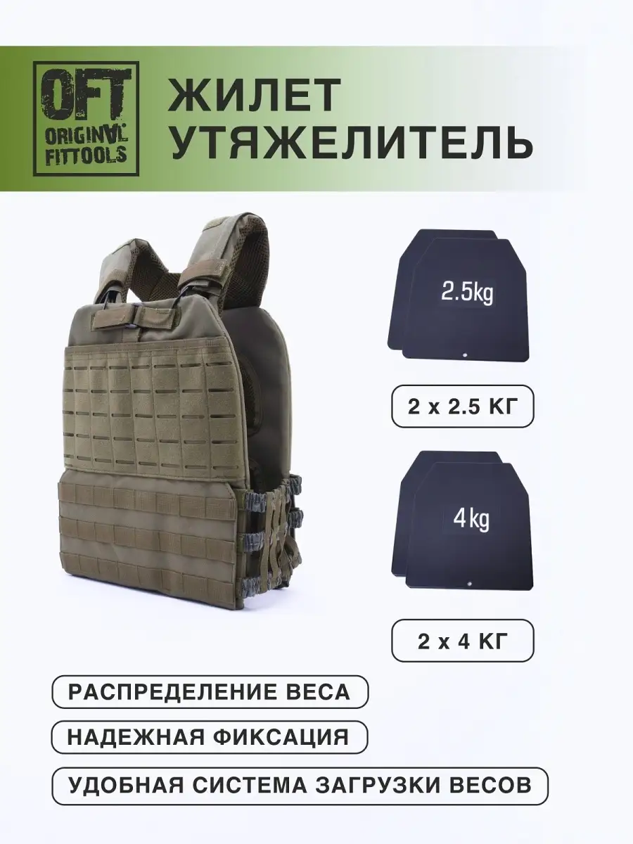 Жилет утяжелитель с пластинами 14 кг Original FitTools 59729331 купить в  интернет-магазине Wildberries