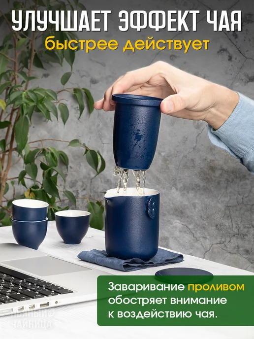 Пьяный Чайница Походный чайный набор, синий, фото 4
