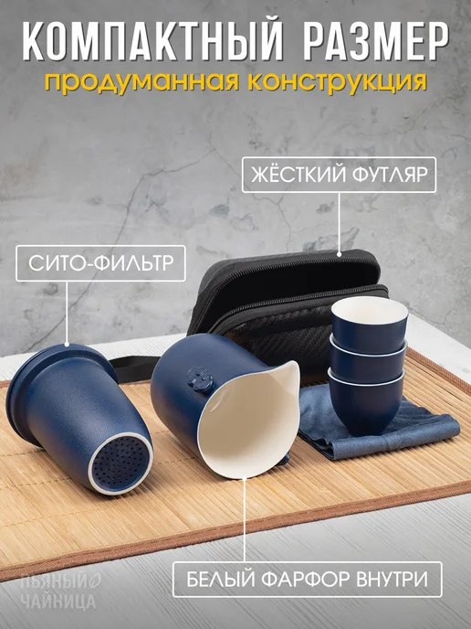 Пьяный Чайница Походный чайный набор, синий, фото 6