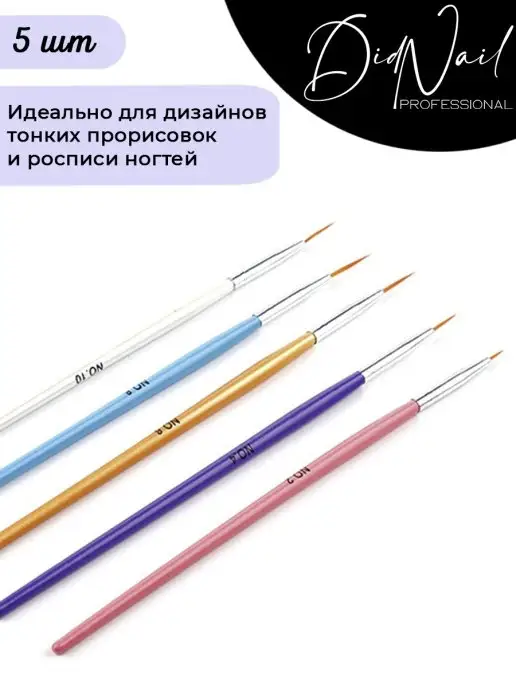 DidNail Набор маникюрных кистей для прорисовки тонких линий, синий, фото 4