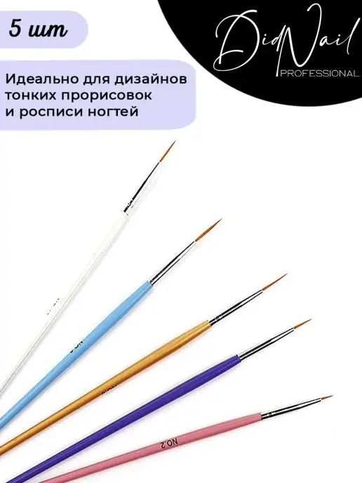 DidNail Набор маникюрных кистей для прорисовки тонких линий, синий, фото 5
