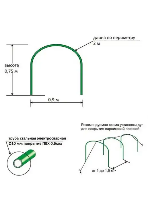 PROTENT Садовые дуги парниковые для укрытия 90х75 см 6 штук, 90x75 см, фото 2