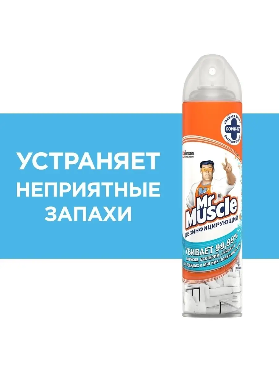 Мистер Мускул Аэрозоль Дезинфицирующее средство, 300мл Mr Muscle 60166855  купить в интернет-магазине Wildberries