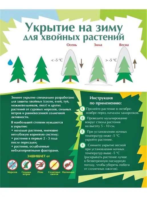 PROTENT Чехол для туи на зиму 100х120 см, укрытие хвойных растений, 100x120 см, фото 3