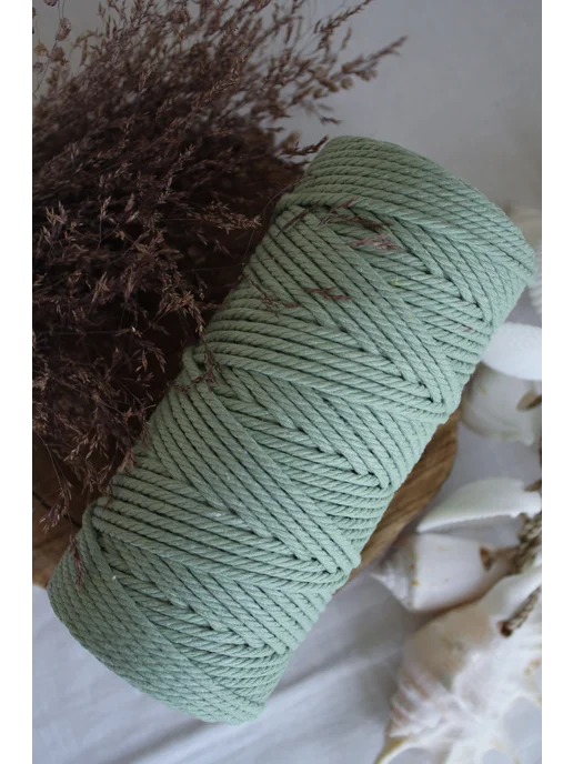 ARTELE KNIT Хлопковый шнур для макраме 3мм Шпагат Нитки, зеленый, фото 2