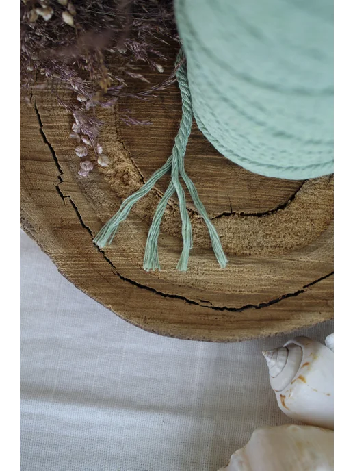 ARTELE KNIT Хлопковый шнур для макраме 3мм Шпагат Нитки, зеленый, фото 3