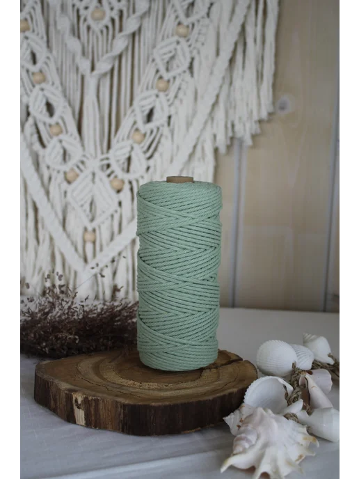 ARTELE KNIT Хлопковый шнур для макраме 3мм Шпагат Нитки, зеленый, фото 6