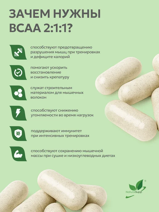 NaturalSupp БЦАА 2 1 1 капсулы, вариант, фото 3