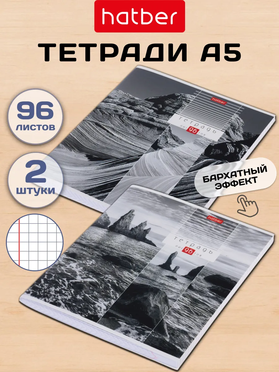 Тетрадь 96 листов в клетку А5 формат 2 штуки