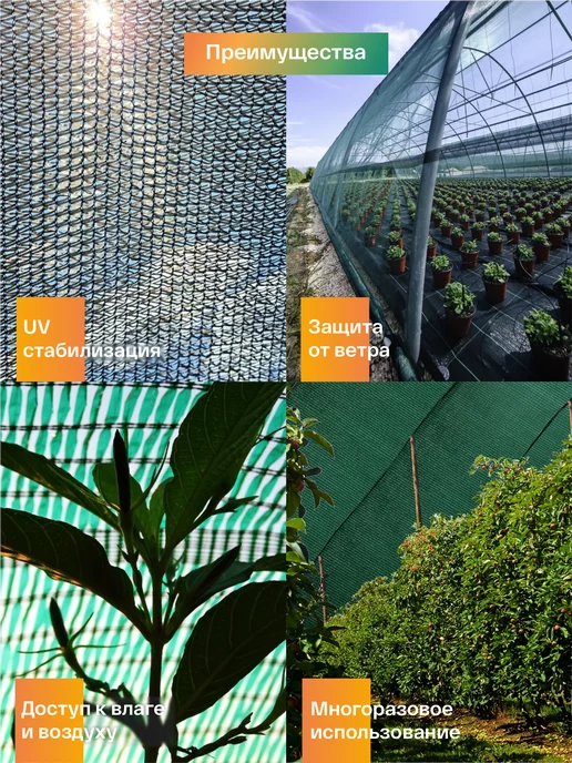 КРОН ГРУПП Сетка затеняющая 2х5м 55%, крепёж, УФ, 2x5 м, фото 6