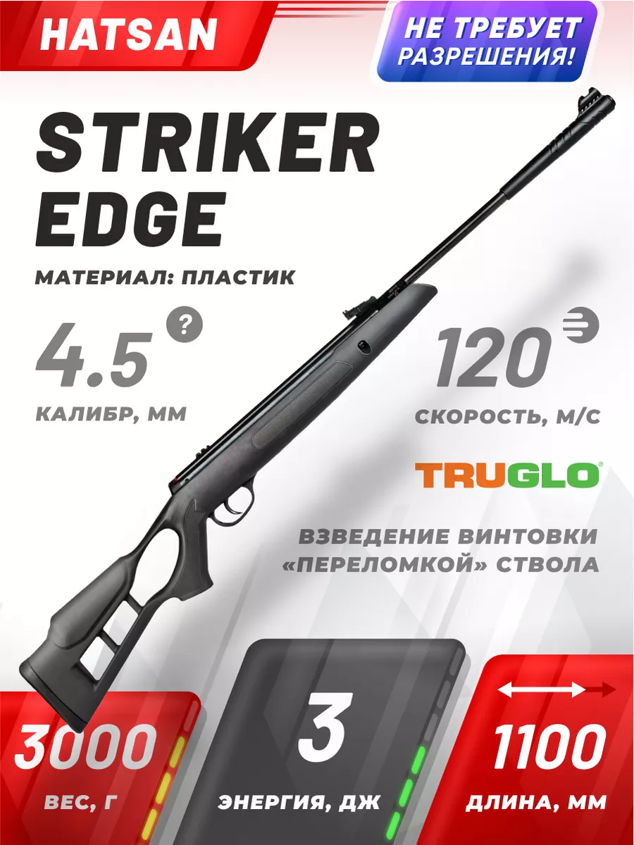 Винтовка пневматическая Hatsan Striker Edge, 4,5 мм, 3 Дж. Hatsan 60401465  купить за 16 306 ₽ в интернет-магазине Wildberries