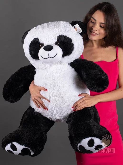 Medvedi Мягкая игрушка Панда большая 200 см (рост 150см), черный, фото 3