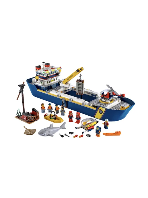 LEGO. Конструктор корабль, исследовательское судно 60266 11617, синий, фото 3