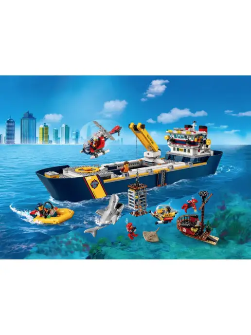 LEGO. Конструктор корабль, исследовательское судно 60266 11617, синий, фото 4